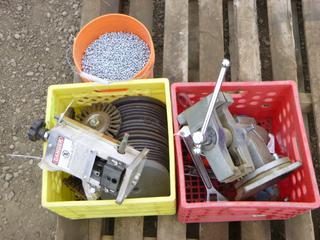 Qty of Grinding Discs, Sheet Metal Screws, Measuring Tapes, Pipe Wrenches, Bench Vise (Row 4)