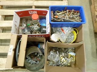 Qty of Handles, Hinges, Brackets, Hose Clamps, Choke Cables, Stapler and Staples, Nails, Bolts Screws and More (J-5-3)