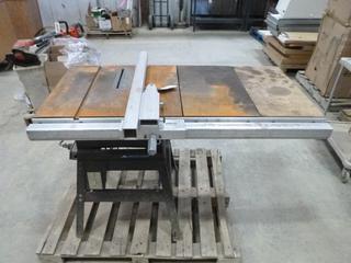 Beaver 10 In. Table Saw, Mounted on Base, Adjusts for Tilt and Height, Custom Built Extra Wide Work Table (E. Wall)