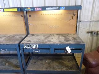Mastercraft Work Bench w/ Pegboard and Work Light, 24 In. x 47 1/2 In. x 62 In. *Note: One Drawer Sticks* (East Wall)