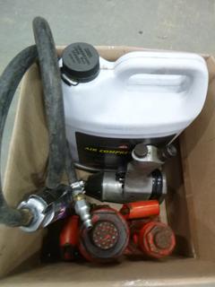 (2) Hydraulic Jacks, Air Compressor Oil, 3/8 In. Impact Gun w/ Air Ratchet
