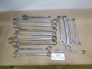 Qty of Assorted Open End Wrenches, Sizes 7/8 In. to 2 In.  w/ Craftsman 375mm Crescent Wrench (C1)