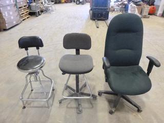 (2) Office Chairs w/ Wheels, (1) Stool (East Wall)