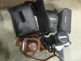 Assortment of Cameras and Cases (E-1)