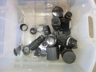 Assortment of Lenses and Flashers for Cameras (E-1)