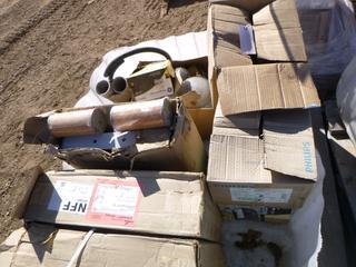 (3) Flood Lights, Qty of Assorted Filters, Qty of Light Glass Covers, Light Bulbs and Misc. Supplies (NORTH FENCE)