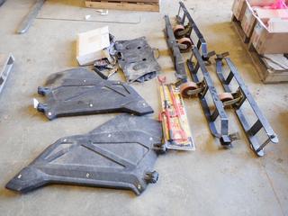 (4) Castors on Frames, Qty of ATV Parts, Seat Covers and Steering Wheel Club (Row 4)