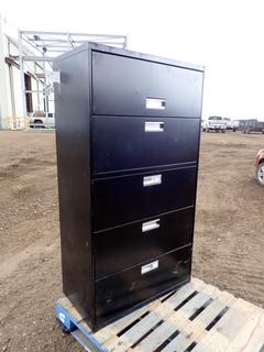 5 Drawer Filing Cabinet, 36 In. x 67 In. x 19 In. *Note: No Key*