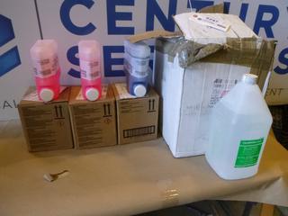 (3)  4 Litre 99% Isopropyl Alcohol, w/ Ultra (3) 1.3 Litre Concentrated Glass Cleaner and (6) 1.3 Litre Ultra Concentrated Acid Bathroom Cleaner (Row 4)