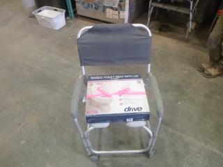 (1) Aluminum Shower Chair w/ Casters, (1) Raised Toilet Seat w/ Lid 2 In. High (J-1-2)