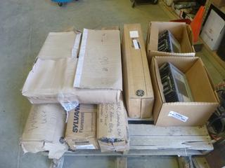 Lithonia Lighting 100 Watt Outdoor Sconce w/ 70 Watt Outdoor Sconce, C/w (24) GE Fluorescent 30 Watt Lamps, (24) GE Fluorescent 32 Watt Lamps, (30) Sylvania 32 Watt Lamps, (36) 32 Watt GE Fluorescent Lamps