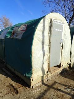 8ft X 8ft X 8ft PCL Shelter, Wired For Power *Note: Rips In Tarp Window, Buyer Responsible For Load Out*