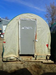8ft X 8ft X 8ft PCL Shelter Wired For Power *Note: Rip In Tarp, Buyer Responsible For Load Out*