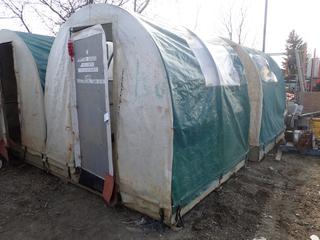 8ft X 8ft X 8ft PCL Shelter, Wired For Power *Note: Rips In Tarp Window, Buyer Responsible For Load Out*