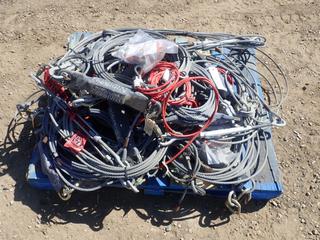 Qty Of Assorted Wire Rope Slings, Fall Arrest Slings, Wire Rope, Anchor Slings And Steel Cable