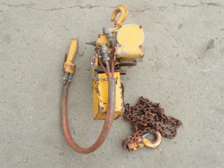 Toku TCH-1020 1-Ton Pneumatic Chain Fall Hoist *Note: Air Line Requires Repair*