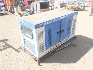 Midland Silent 10KW Generator set C/w Diesel Eng, Missing Key and Start Button, Showing 5hrs *Note Needs Oil Pump, Running Condition Unknown*