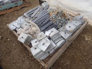 Qty Of 6in X 6in X 1/2in Galvanized Round Plates C/w 24in X 1in B7M Bolts, Nuts And Washers And 14 1/2in X 2in X 3/4in Plates