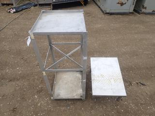 18in X 20in X 43in Portable Shelf C/w 2ft X 16in X 14in Steel Table