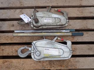 (2) Westward 3/4-Ton Wire Rope Pullers