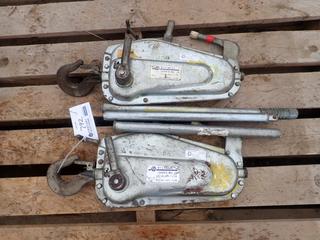 (2) Westward 3/4-Ton Wire Rope Pullers