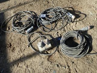 Qty Of (3) Heavy Duty Extension Cords C/w Explosion Proof Plug Ins *Note: Some Ends Require Repair*