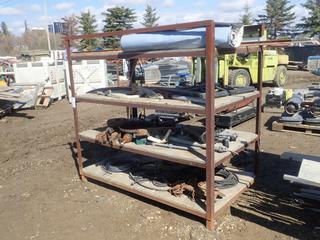 71in X 41in X 68in 4-Tier Rack C/w Hoses, Trailer Springs, Boomers, High Pressure Hose And Misc Supplies