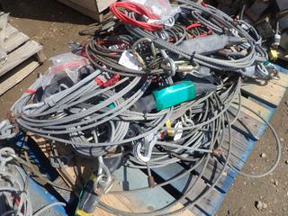 Qty Of Assorted Wire Rope Slings, Fall Arrest Slings, Wire Rope, Anchor Slings And Steel Cable