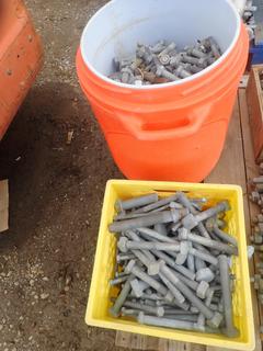 Qty Of Assorted 5/8in X 3/4in - 1in Galvanized Steel Bolts And Nuts