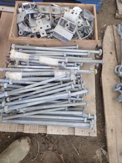 Qty Of Assorted 15in-25in Galvanized Steel Bolts, Nuts And Brackets