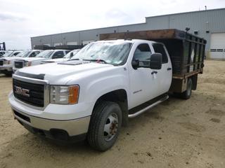 2013 GMC 3500 HD Crew Cab Dually Pick Up C/w 6.0L, A/T And 10ft X 8ft Box. Showing 176,052kms. VIN 1GD412CG5DF184787. UNIT 76 *Note: Has Minor Rust*