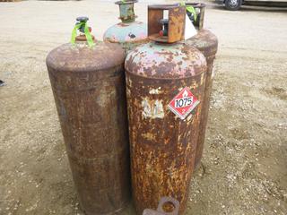 Qty Of (4) 100lb Propane Bottles *Note: Rusty, Needs Recertification*