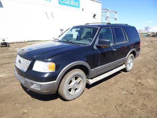 2004 Ford Expedition 4X4 Eddie Bauer Edition c/w 5.4L Triton, A/T, A/C, Showing 249,506 Kms, LT265/70R17 Tires at 20%, Aftermarket Stereo, VIN 1FMPU18L24LA80330 *Note: Starts With Boost, Runs Rough, Damage and Rust*