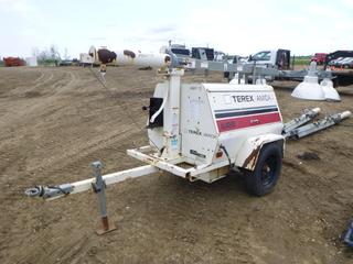 Terex AL4080D-4Mh 6KW Light Tower c/w Pintle Hitch, Showing 9,999 Hours, ST205/75D15 Tires, SN EVF-10691, VIN 4ZJSL141041M10691 *Note: Parts Only, 1 Tire Flat*