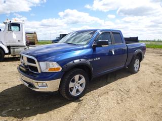 2009 Dodge Ram 1500 4X4 SLT Crew Cab Pick Up c/w Hemi 5.7L V8, A/T, Showing 231,212 Kms, LT275/60R20 Tires at 20%, Front Light Bar, Tekonsha Trailer Brake System, 6 Ft. 2 In. Box, VIN 1D3HV18T39S823846 *Note: Service 4WD Message, ABS Light On, ESP Message Drivers Window Does Not Work*
