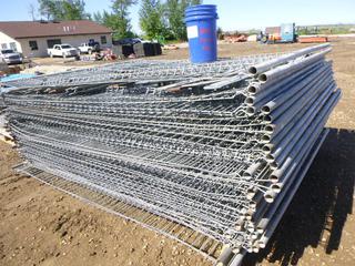 Qty of Omega Galvanized Fence Panels, w/ Bases and Clamps, 8 Ft. x 6 Ft.