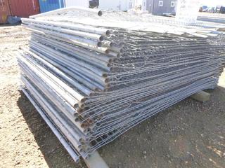 Qty of Omega Galvanized Fence Panels, w/ Bases and Clamps, 8 Ft. x 6 Ft.