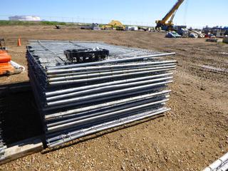 Qty of Omega Galvanized Fence Panels, w/ Bases and Clamps, 8 Ft. x 6 Ft.