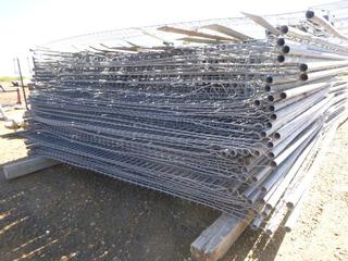 Qty of Omega Galvanized Fence Panels, w/ Bases and Clamps, 8 Ft. x 6 Ft.