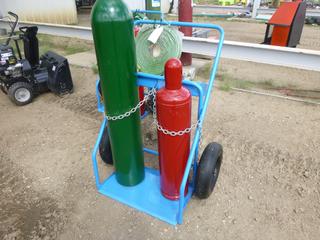 Oxygen/Acetylene Cutting Torch Bottles w/ Cart, Gauges, Torch, Flash Back Arresters and 50 Ft. Hose  (ROW 2)