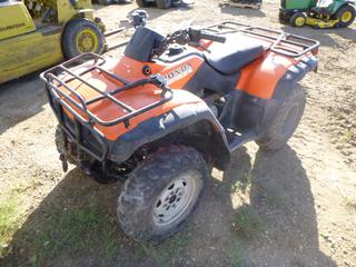 2003 Honda TRX 350 Quad, Showing 13,139 Kms, 1,582 Hours, AT24x8-12 Front Tires, AT24x9-11 Rear Tires, VIN 478TE25653A300762 *Note: Starter Sticks*