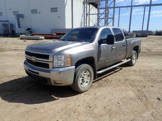 2008 Chevrolet 2500 HD 4X4 Pick Up C/w 6.6L Diesel, V8, A/T, Fifth Wheel Hitch, Running Boards And Parrot 3200 Hands Free Car Kit. CVIP Dec 2021. Showing 198,072Kms. VIN 1GCHK23628F188649 *Note: Damage On Side And Rust On Wheel Wells*