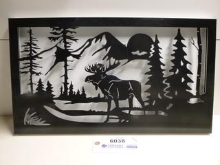 Moose Mountain Shadow Box Metal Wall Art, 22 In. x 12 1/2 In. x 1 In. (Upstairs)