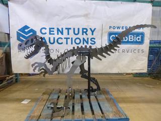 3D Metal Raptor Skeleton Statue, 84 In. x 45 1/4 In. (X3)