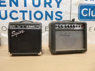 (1) Academy Amp, Model GF-15, 110-120 V, (1) Squire Electric Amp, Model SP.10. 120 V, S/N CAXNH08H04366 (B1)