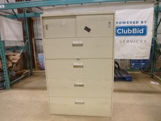 4 Drawer Lateral Cabinet w/ Retractable Shelf and Sliding Cupboard, 18 In. x 42 In. 63 3/4 In.