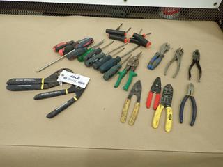 Qty of Assorted Screw Drivers, Pliers, Tire Tools, Wrenches and Wire Strippers (G1)