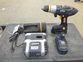 Mastercraft 18V Cordless Drill c/w Charger, (2) Batteries, Garrity Hand Held Flashlight (C1)