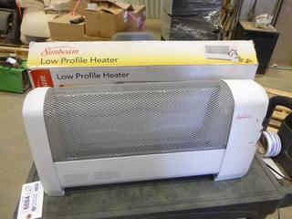 Sunbeam Low Profile Heater c/w 1500 Watts *Note: Working Condition Unknown, Power Cord Damaged/Repaired* (C1)