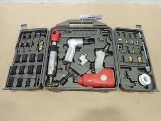 Mastercraft 1/2 In. Impact Gun, 3/8 In. Air Ratchet and Air Chisel c/w Accessories and Carry Case (T-2-1)